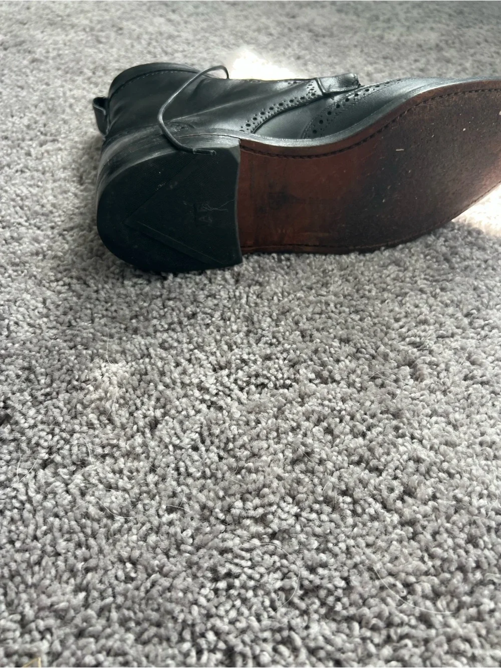 Allen Edmonds Black Leather Wingtip Lace-Up Boots